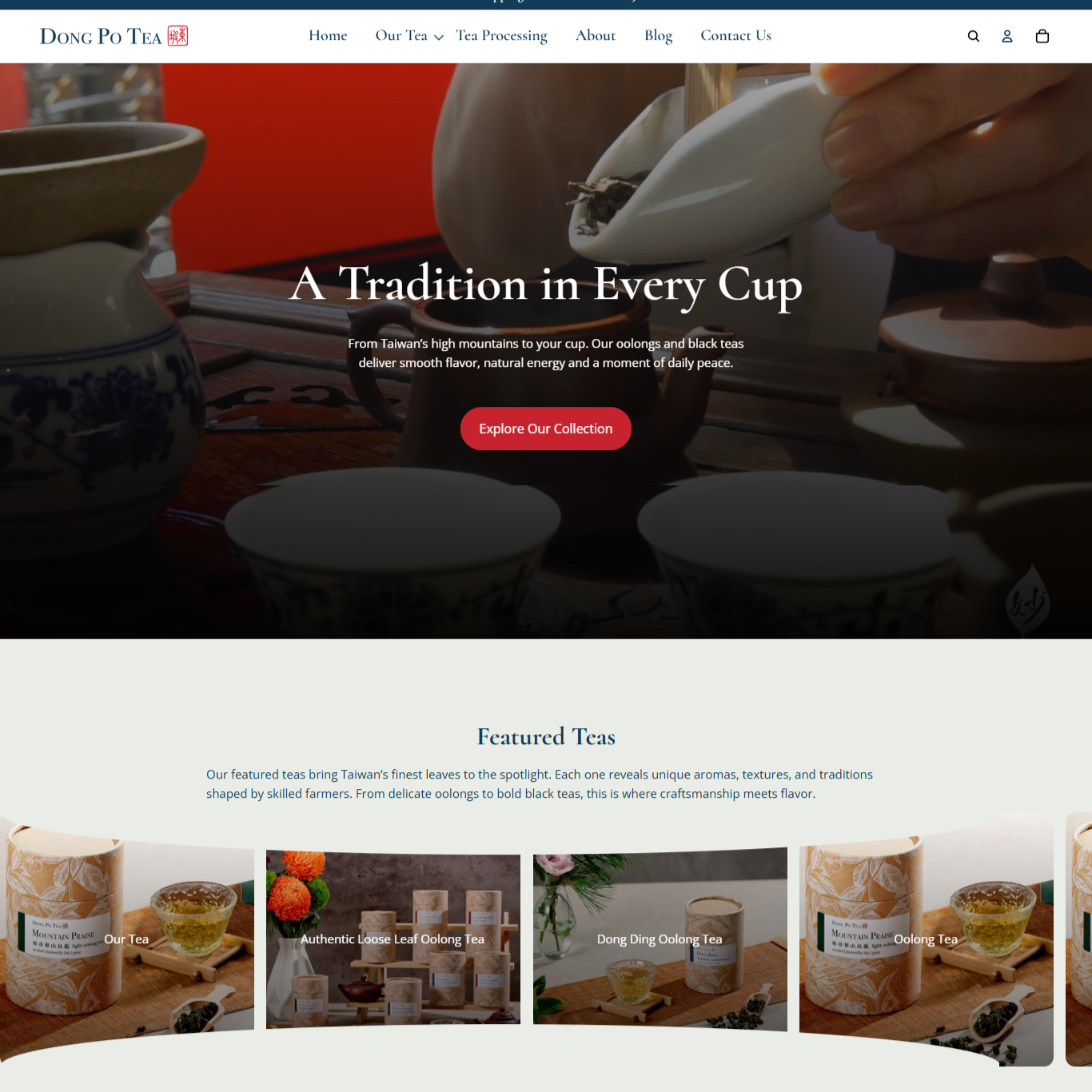 Screenshot of DongPo Tea — Specialty Tea